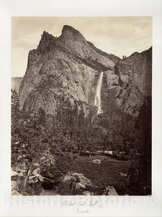 Photo Print : Carleton E. Watkins - Bridal Veil Fall, 940 feet, Yosemite : Vintage Wall Art