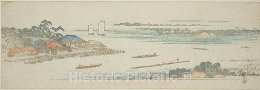 Art Print : Mouth of the Naka River (Nakagawa guchi no zu), from an untitled series of famous views of the Edo suburbs, Utagawa Hiroshige, c 1840, Vintage Wall Decor :