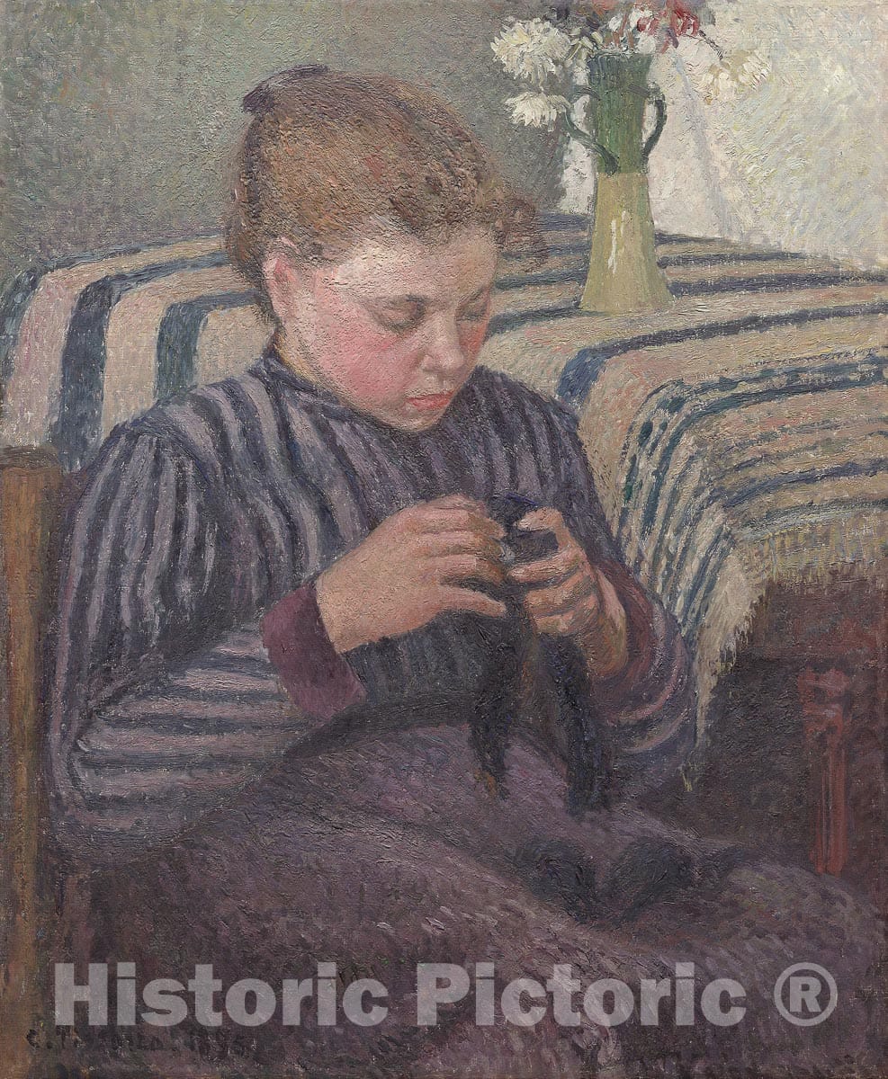 Art Print : Woman Mending, Camille Pissarro, c 1895, Vintage Wall Decor :