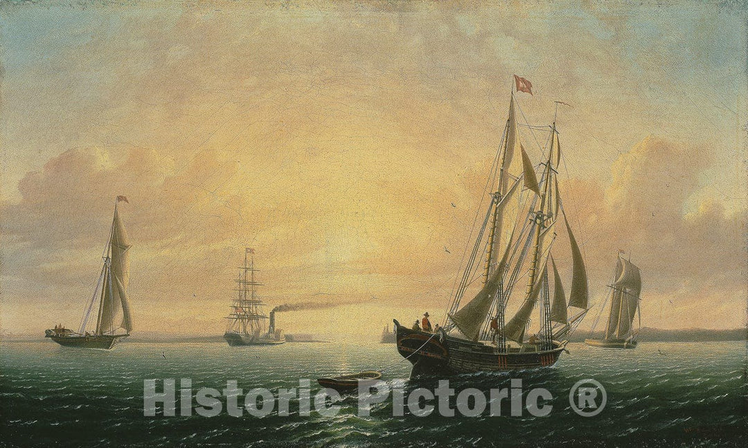 Art Print : The Schooner Jane of Bath, Maine, William Bradford, c 1857, Vintage Wall Decor :