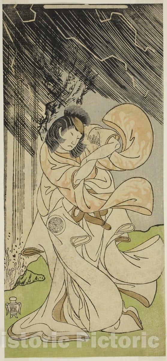 Art Print : Onna Narukami, Katsukawa Shunsho, c 1765, Vintage Wall Decor :