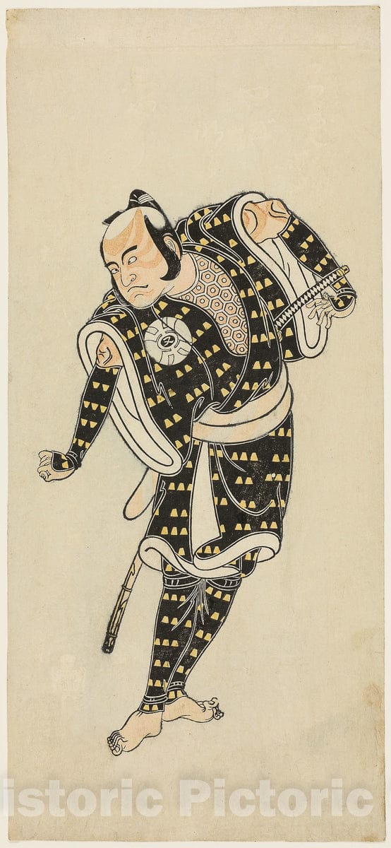 Art Print : The actor Bando Matataro IV as Gempachibyoe in the Play , Katsukawa Shunsho, c 1769, Vintage Wall Decor :