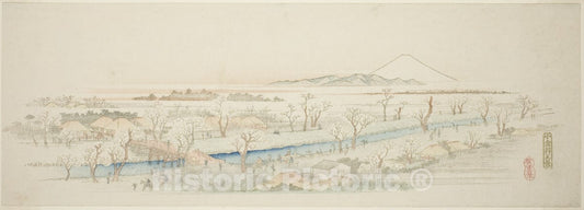 Art Print : View of Koganei (Koganei no kei), from an untitled series of famous views of the Edo suburbs, Utagawa Hiroshige, c 1840, Vintage Wall Decor :