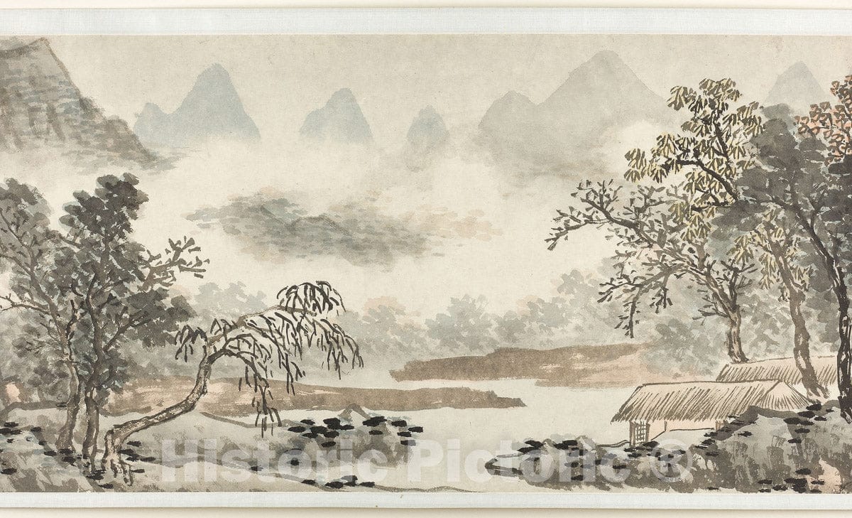 Art Print : Clouds over the River before Rain, Shen Zhou, c 1475, Vintage Wall Decor :