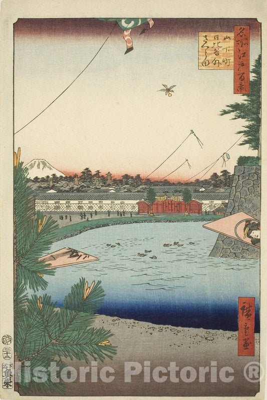 Art Print : Hibiya and Soto-Sakurada , Utagawa Hiroshige, c 1857, Vintage Wall Decor :