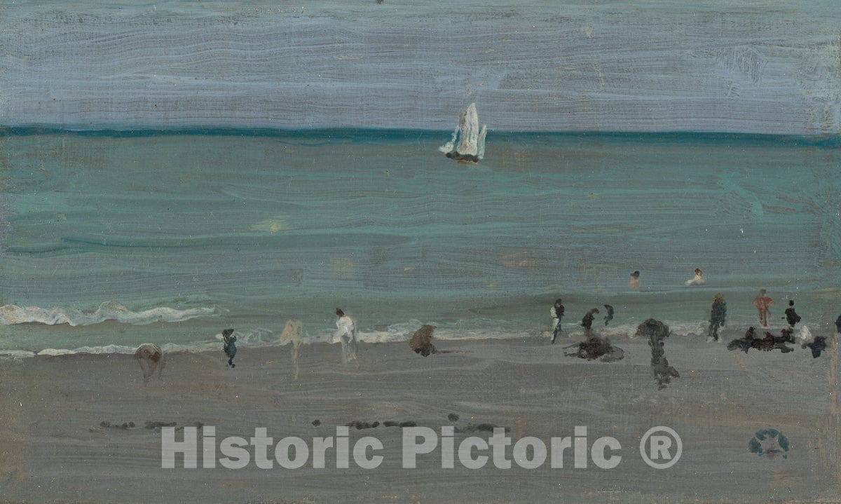 Art Print : Coast Scene, Bathers, James McNeill Whistler, c 1885, Vintage Wall Decor :
