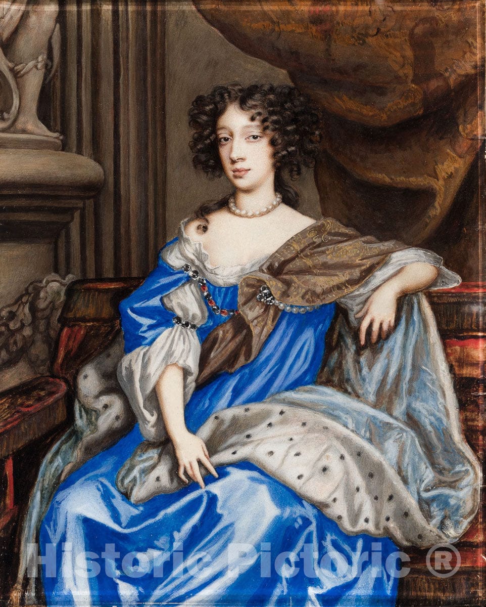 Art Print : Portrait of Mary of Modena, Nicholas Dixon, c 1673, Vintage Wall Decor :