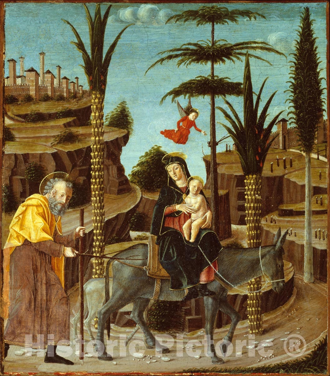 Art Print : The Flight into Egypt, Bernardino Jacobi Butinone, c 1480, Vintage Wall Decor :