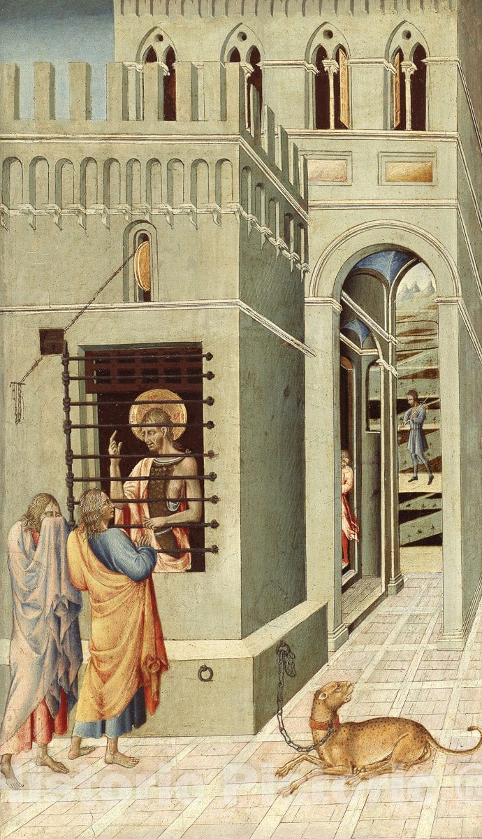 Art Print : Saint John the Baptist in Prison Visited by Two Disciples, Giovanni di Paolo, c 1458, Vintage Wall Decor :