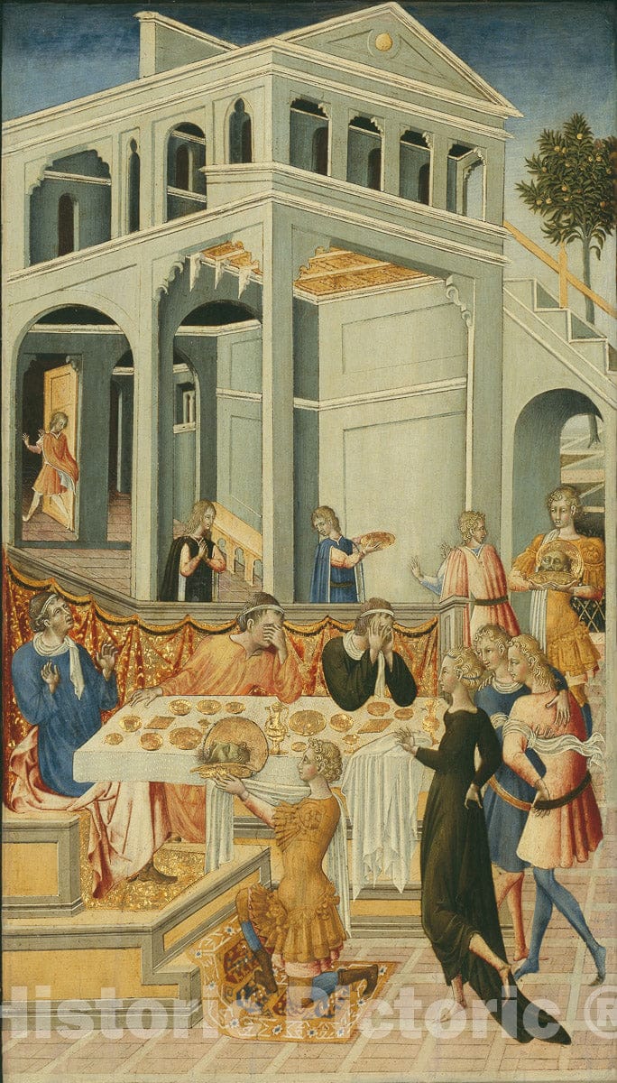Art Print : The Head of Saint John the Baptist Brought before Herod, Giovanni di Paolo, c 1458, Vintage Wall Decor :