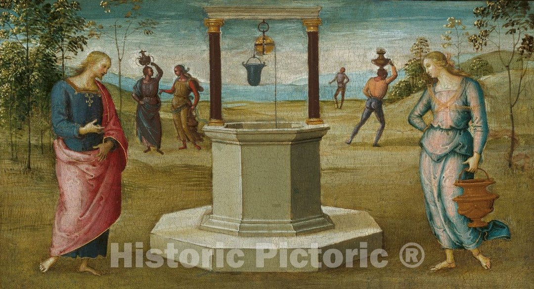 Art Print : Christ and the Woman of Samaria, Perugino, c 1500, Vintage Wall Decor :