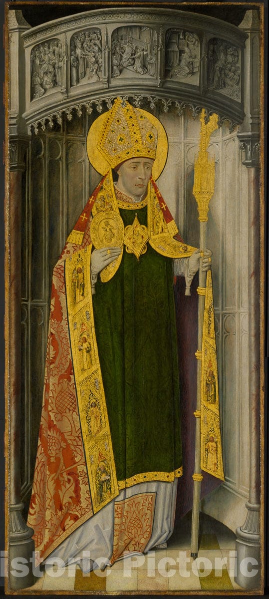 Art Print : Altarpiece from Thuison-les-Abbeville: Saint Honore, French School, c 1490, Vintage Wall Decor :