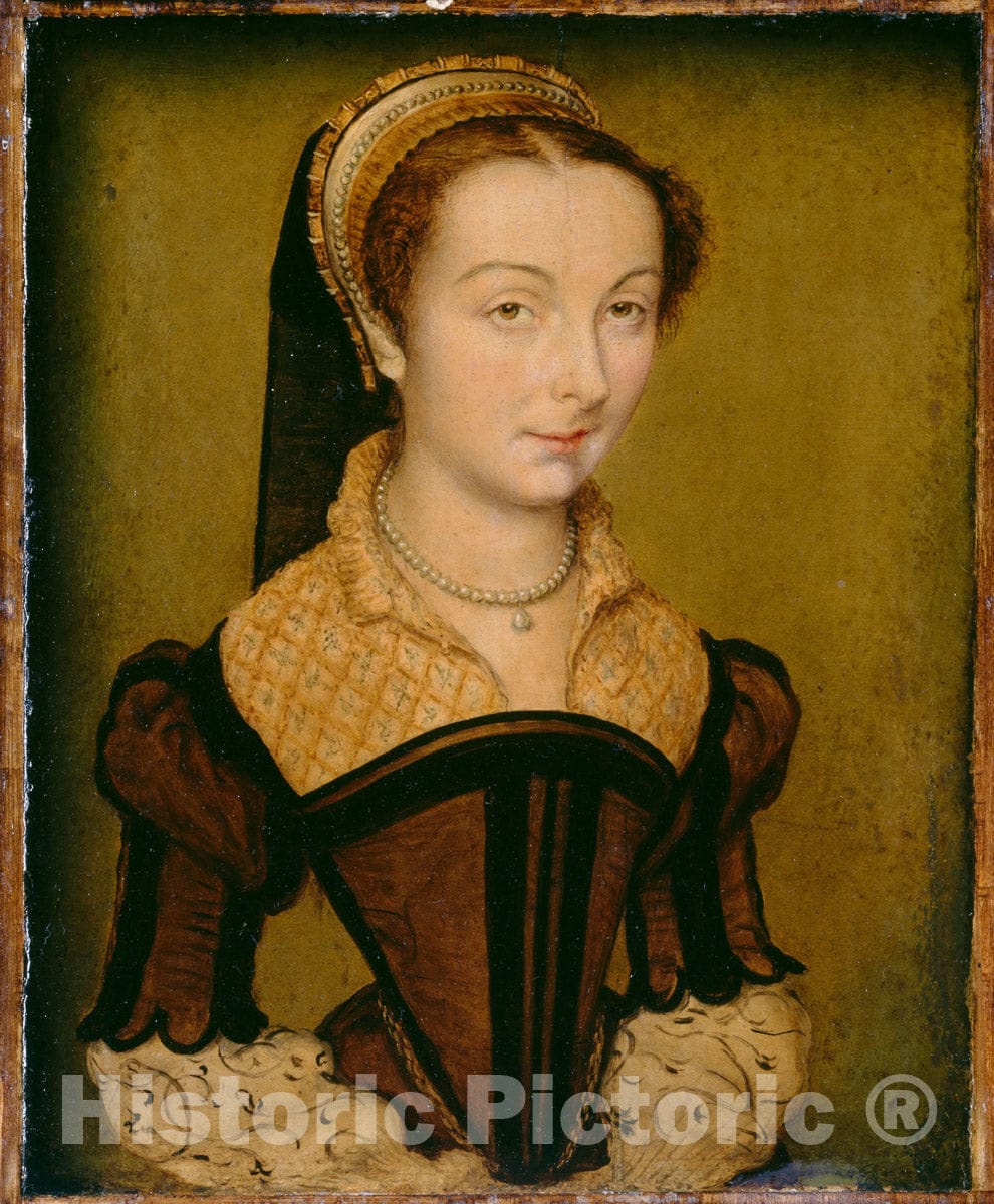 Art Print : Portrait of Louise de Halluin, dame de Cipierre, Corneille de Lyon, c 1555, Vintage Wall Decor :