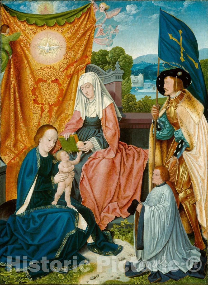 Art Print : Virgin and Child with Saint Anne, Saint Gereon, and a Donor, Bartel Bruyn, the elder, c 1520, Vintage Wall Decor :