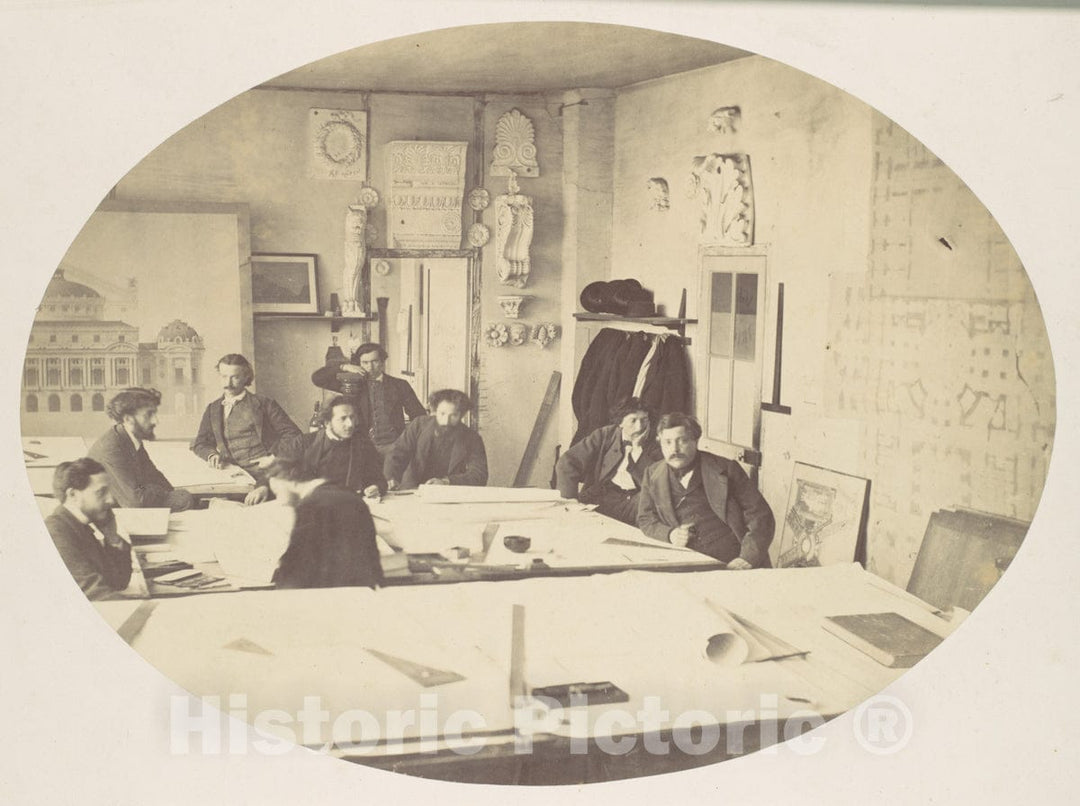 Photo Print : Louis-Emile Durandelle - Charles Garnier in The Drafting Room While Designing The New Paris Opera : Vintage Wall Art