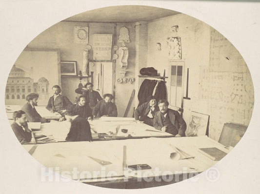 Photo Print : Louis-Emile Durandelle - Charles Garnier in The Drafting Room While Designing The New Paris Opera : Vintage Wall Art