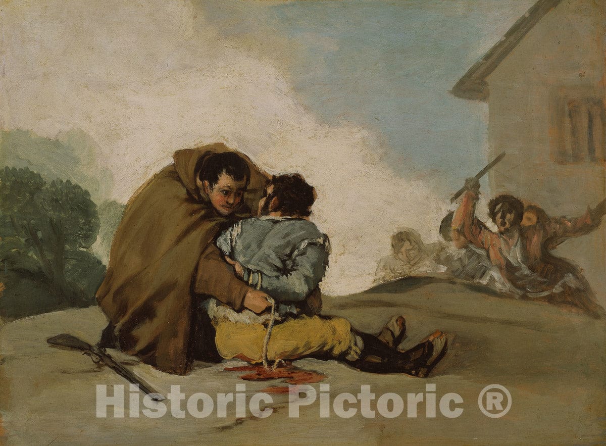 Art Print : Friar Pedro Binds El Maragato with a Rope, Francisco Goya, c 1806, Vintage Wall Decor :