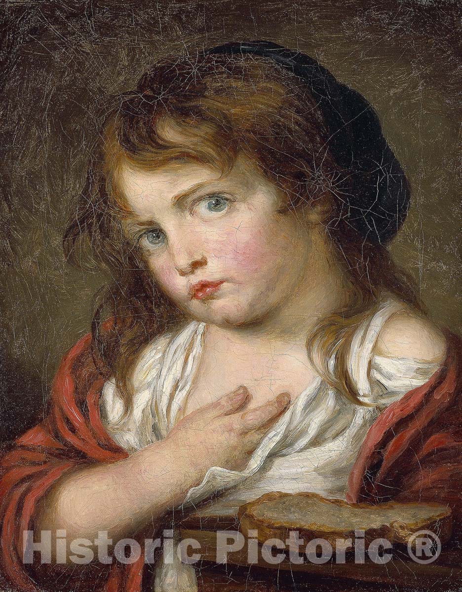 Art Print : Little Girl Pouting, Follower of Jean Baptiste Greuze, c 1788, Vintage Wall Decor :