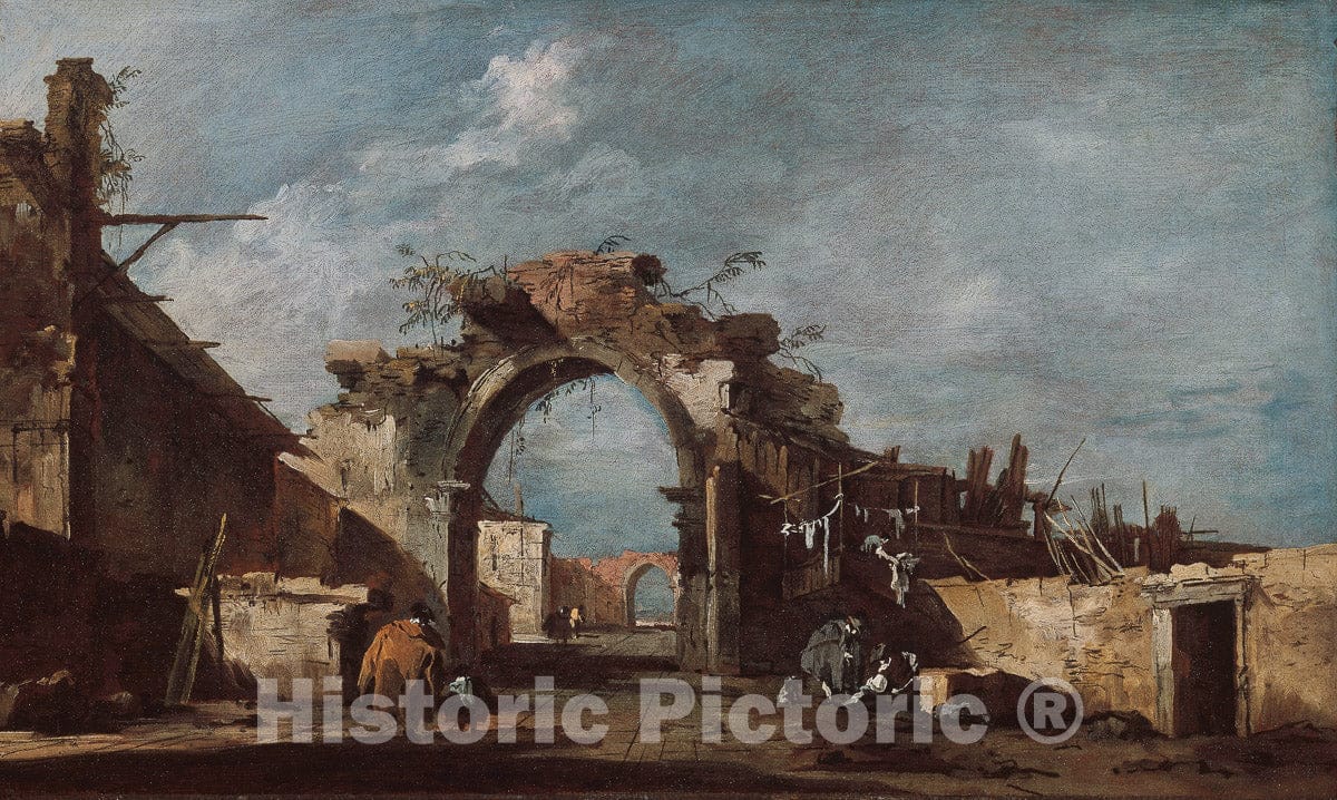 Art Print : Ruined Archway, Francesco Guardi, c 1784, Vintage Wall Decor :