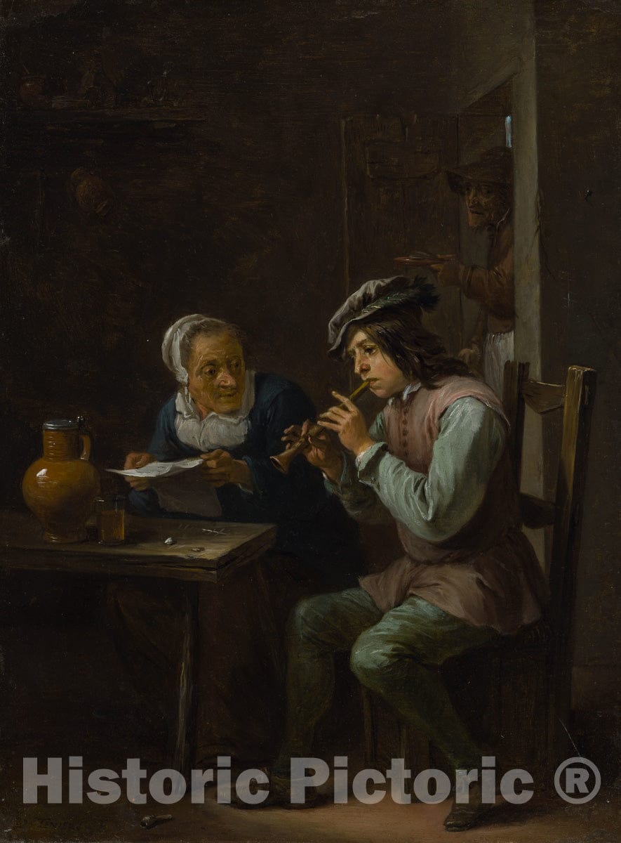 Art Print : The Flageolet Player, David Teniers, the younger, c 1638, Vintage Wall Decor :
