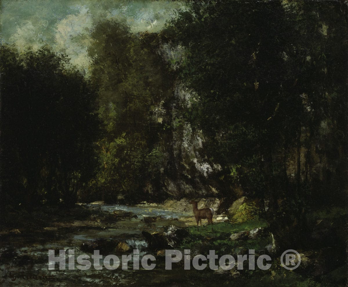 Art Print : The Brook of Les Puits-Noir, Gustave Courbet, c 1850, Vintage Wall Decor :