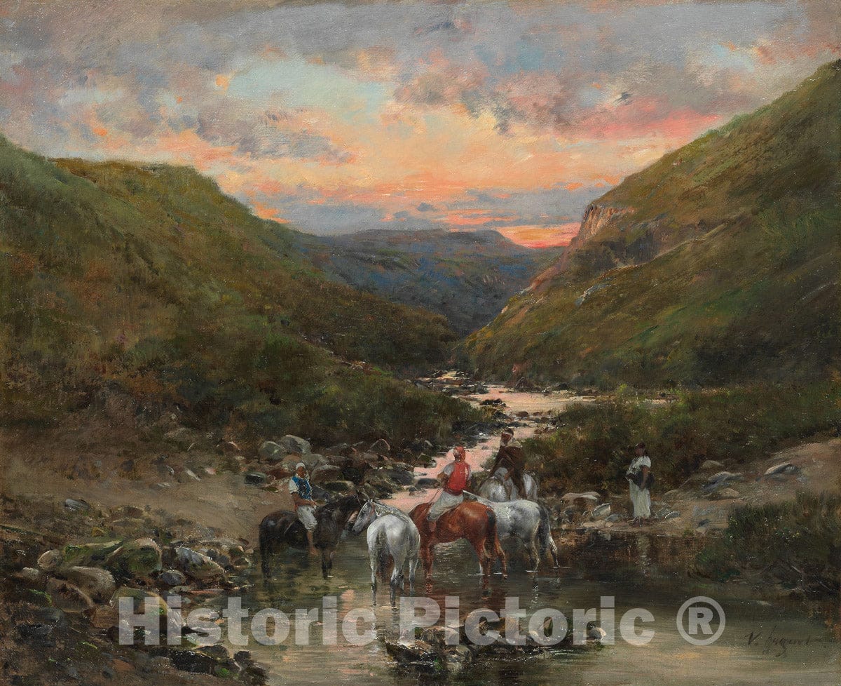 Art Print : Ravine Near Biskra, Victor Pierre Huguet, c 1893, Vintage Wall Decor :