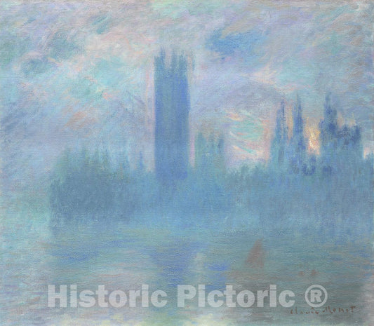 Art Print : Houses of Parliament, London, Claude Monet, c 1900, Vintage Wall Decor :