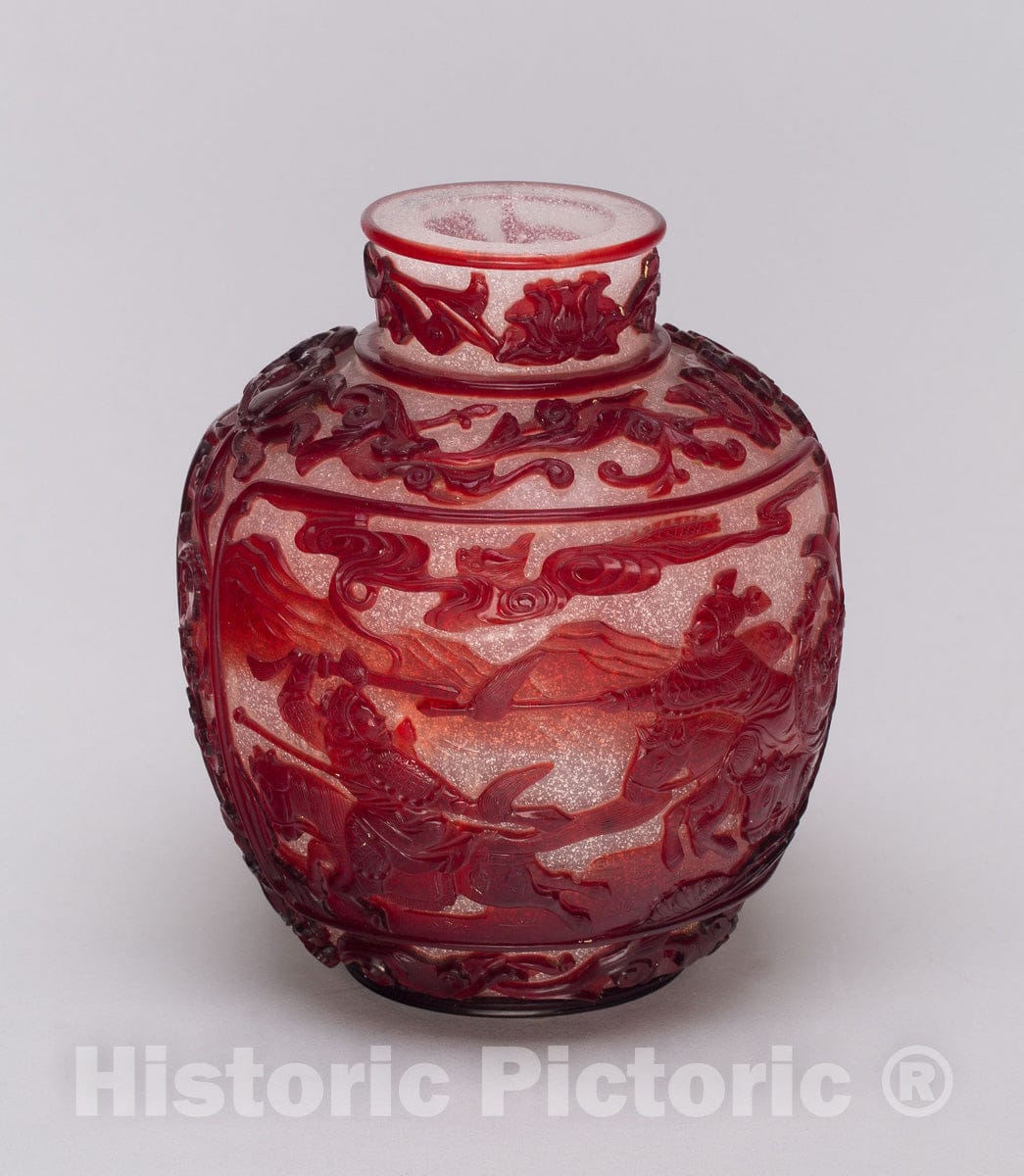 Art Print : Red Overlay Glass Jar, c 1736, Vintage Wall Decor :