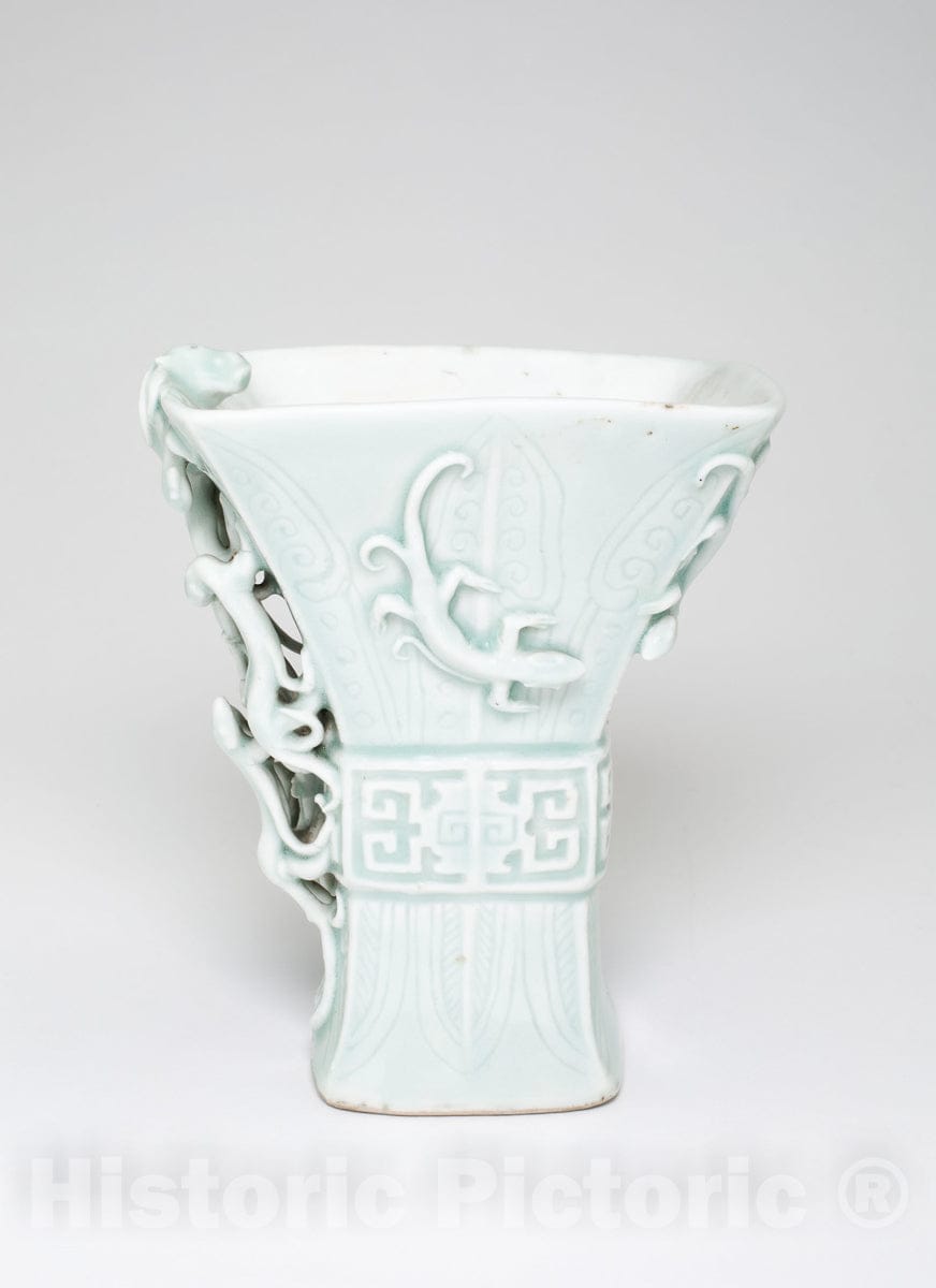 Art Print : Cup in the Shape of an Archaic Bronze Vessel with Lizards, c 1700, Vintage Wall Decor :