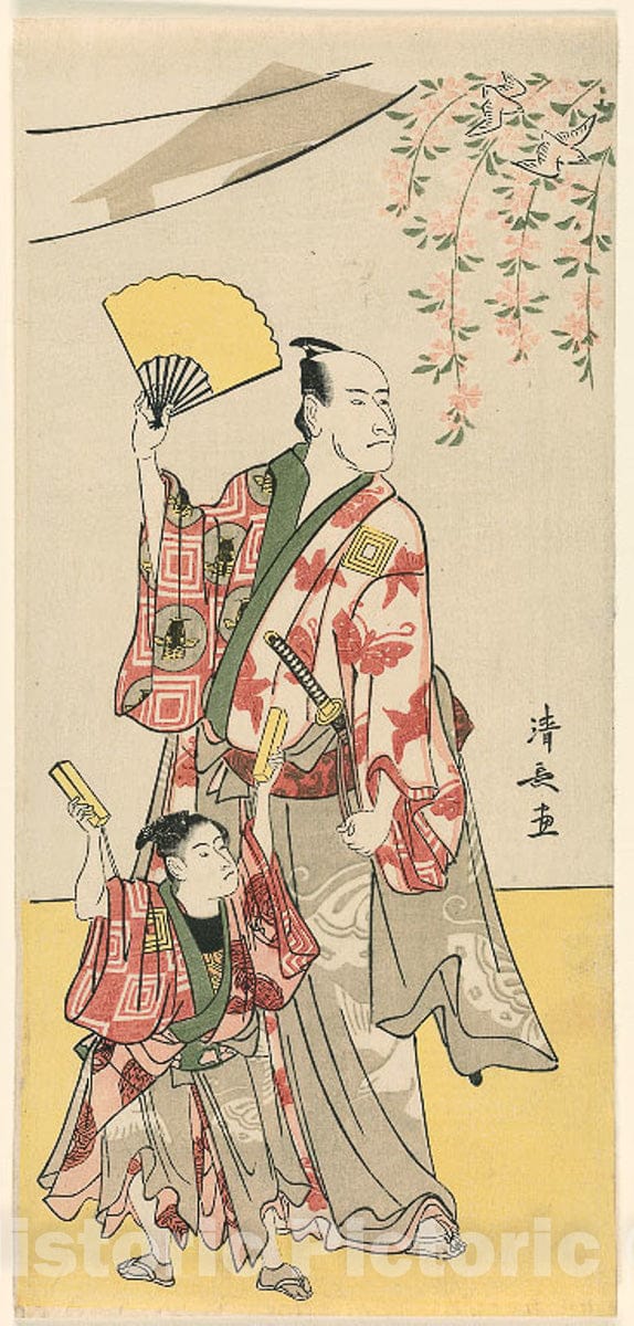 Art Print : The Actors Ichikawa Danjuro V and Ichikawa Ebizo IV, Torii Kiyonaga, c 1788, Vintage Wall Decor :