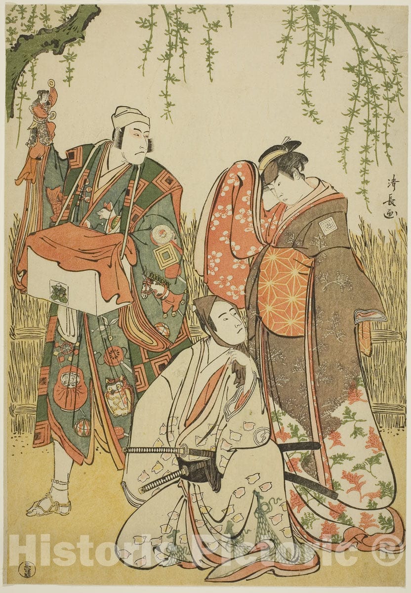Art Print : Shinobukoi Yanagi no Katsura Otoko, Torii Kiyonaga, 1785, Vintage Wall Decor :