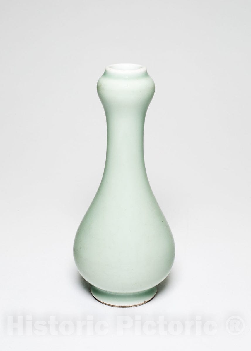 Art Print : Mini Celadon-Glazed Garlic-Mouth Vase, c 1700, Vintage Wall Decor :