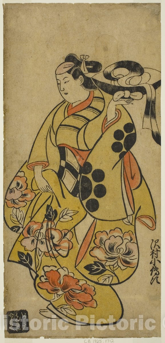 Art Print : The Actor Sawamura Kodenji I, Torii Kiyonobu I, c 1695, Vintage Wall Decor :
