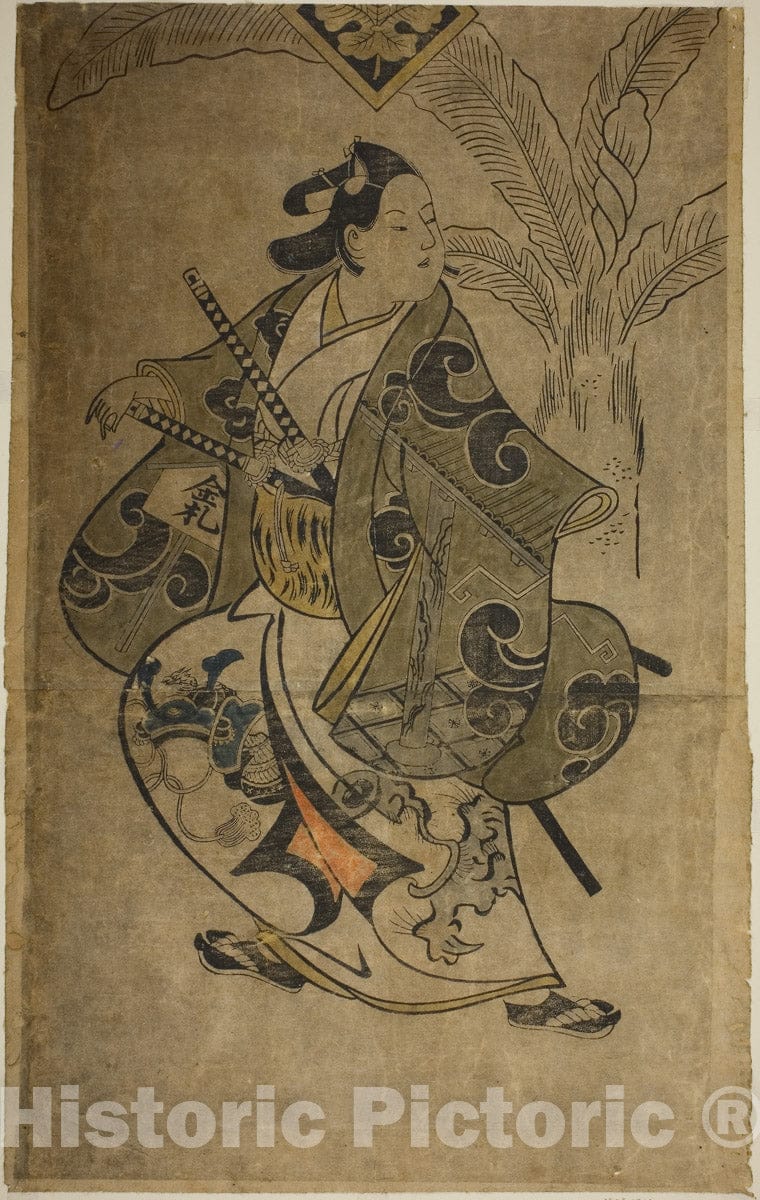 Art Print : The Actor Shinomiya Heihachi, Torii Kiyonobu I, c 1695, Vintage Wall Decor :