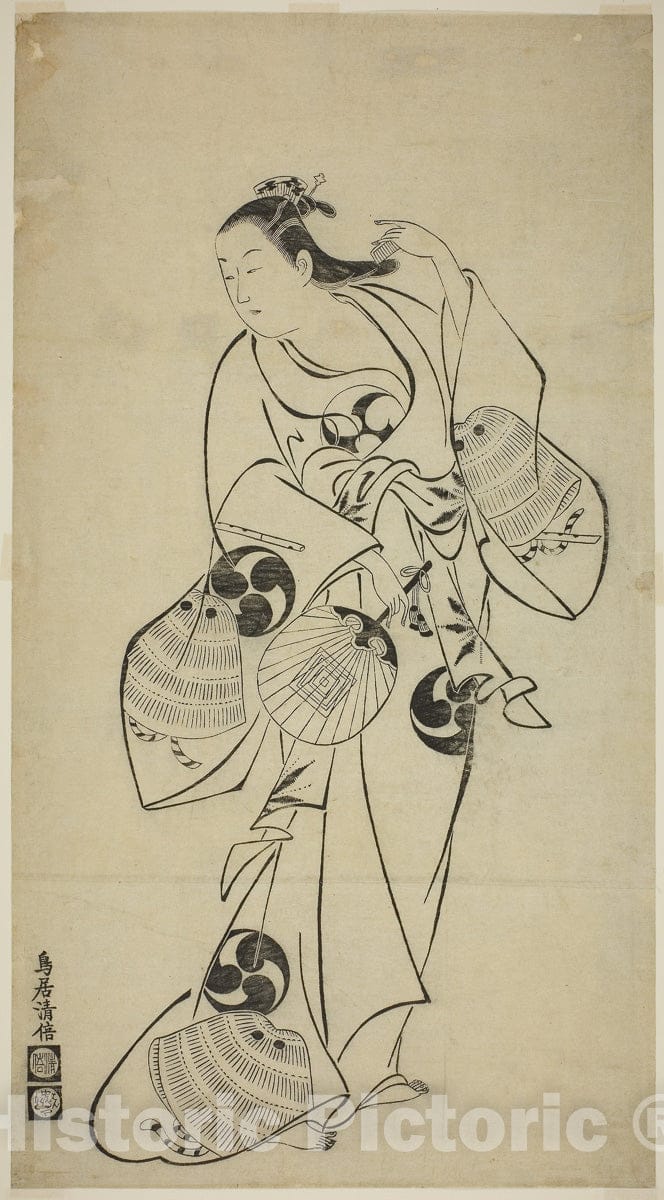 Art Print : Actor as a Standing Beauty, Torii Kiyomasu I, c 1712, Vintage Wall Decor :