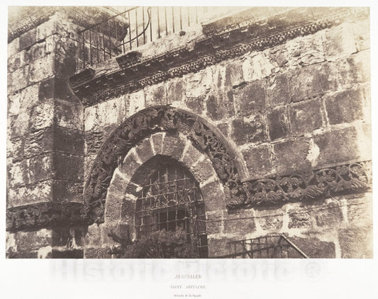 Photo Print : Auguste Salzmann - Jérusalem, Saint-Sépulcre, Détails de la façade : Vintage Wall Art