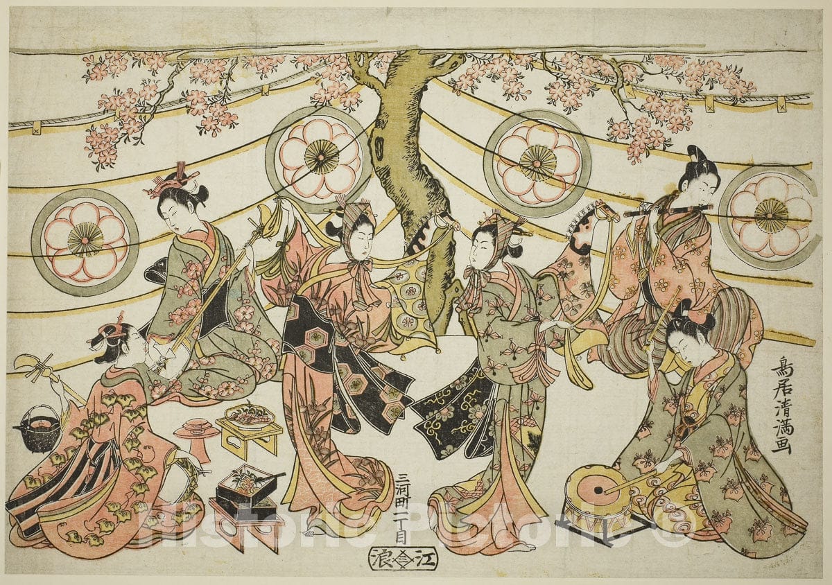 Art Print : The Harugoma Dance, Torii Kiyomitsu I, c 1761, Vintage Wall Decor :