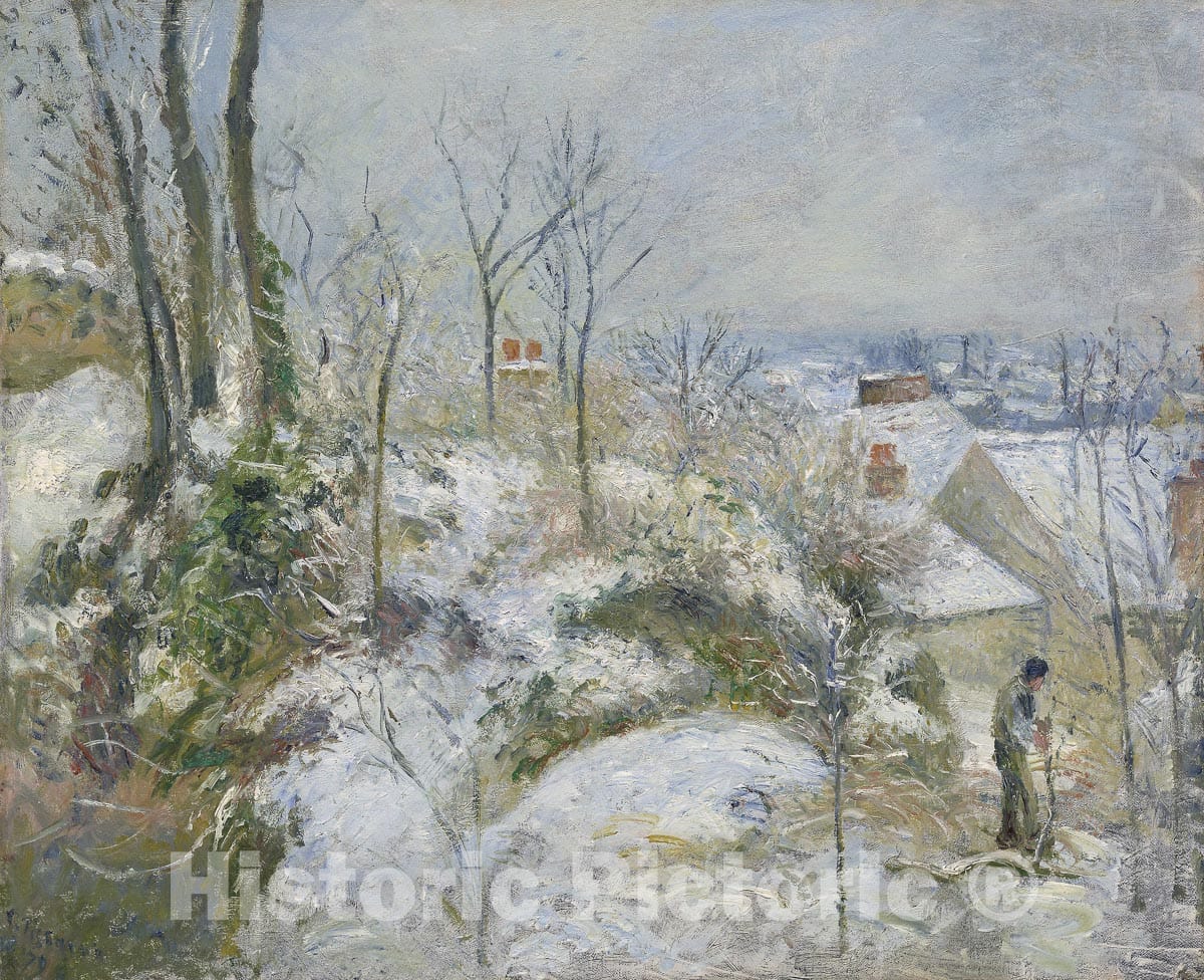 Art Print : Rabbit Warren at Pontoise, Snow, Camille Pissarro, c 1879, Vintage Wall Decor :