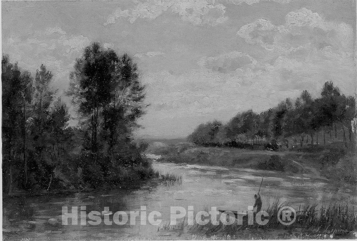 Art Print : A Stream in France, Stanislas Lepine, c 1875, Vintage Wall Decor :