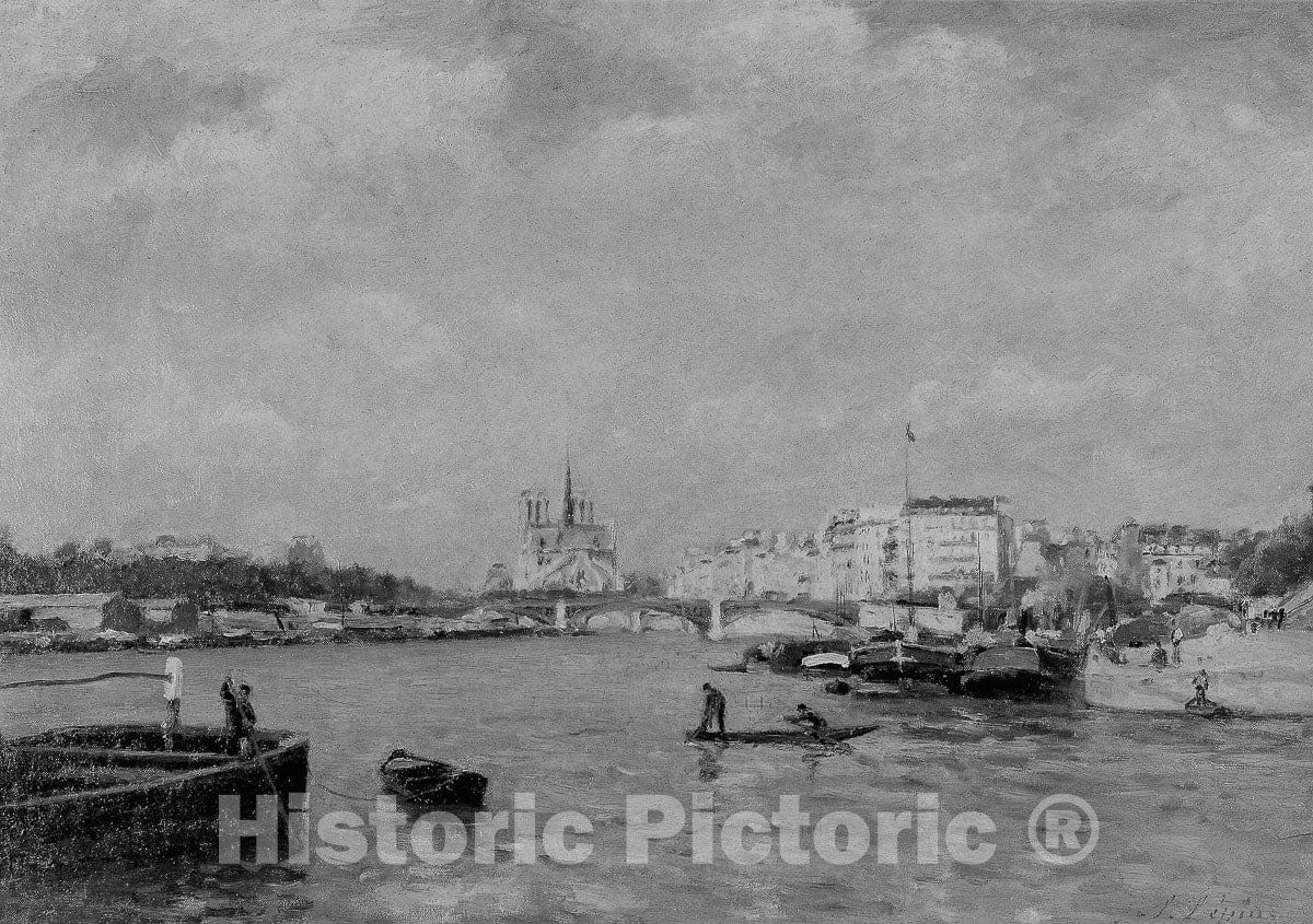 Art Print : View on the Seine, Paris, Stanislas Lepine, c 1867, Vintage Wall Decor :