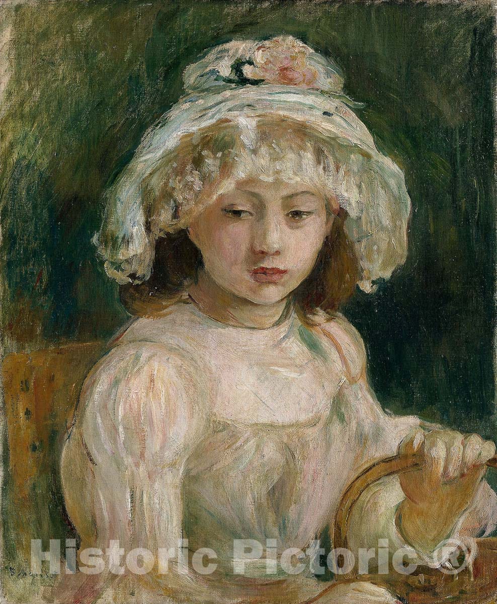 Art Print : Young Girl with Hat, Berthe Morisot, c 1891, Vintage Wall Decor :