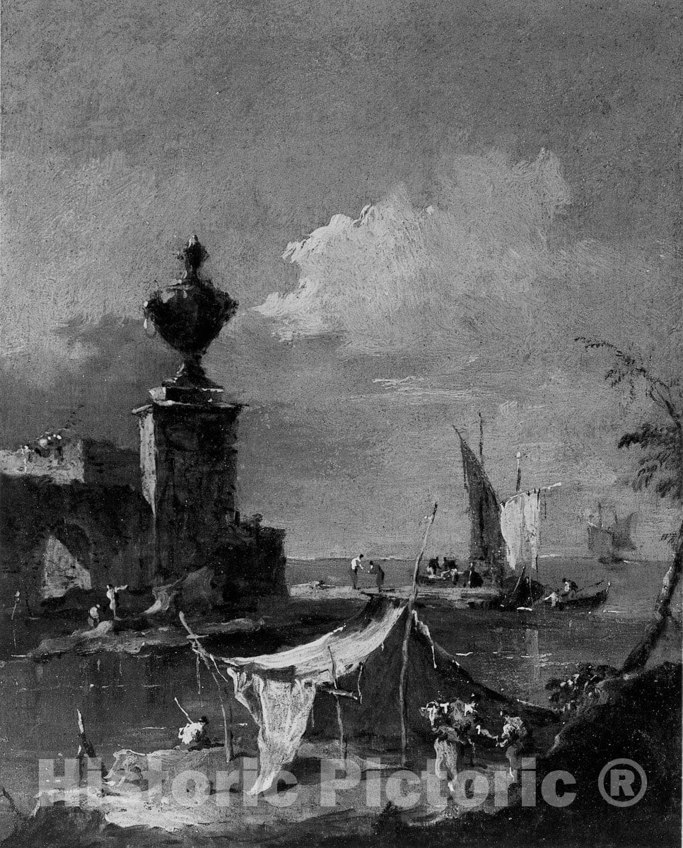 Art Print : Capriccio: The Lagoon, Francesco Guardi, c 1782, Vintage Wall Decor :