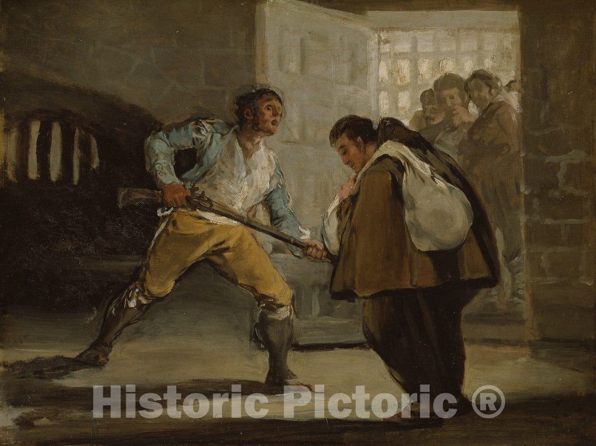 Art Print : El Maragato Threatens Friar Pedro de Zaldivia with His Gun, Francisco Goya, c 1806, Vintage Wall Decor :
