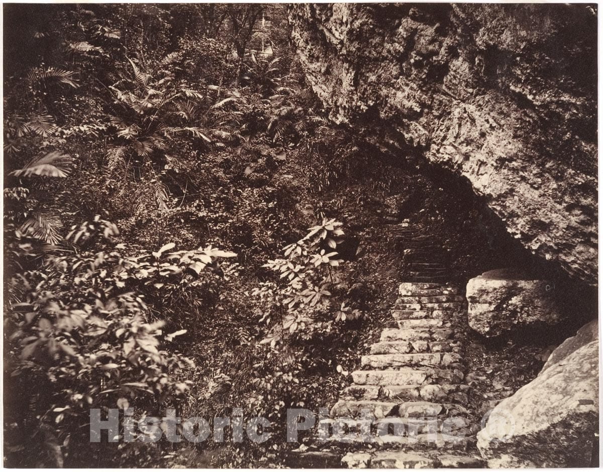 Photo Print : Possibly by Lai Fong - On The Road up to Yuen-Foo Monastery : Vintage Wall Art
