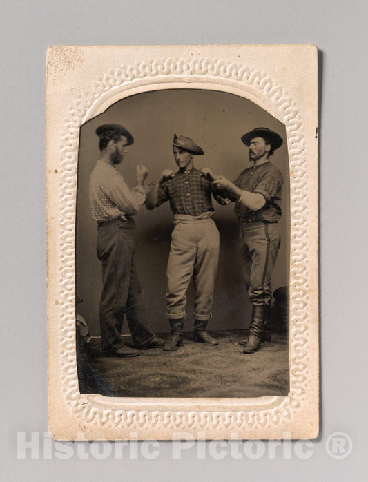 Art Print : J. C. Batchelder - Two Men in Boxing Stance, a Third Man Adjusting One Man's Form : Vintage Wall Art