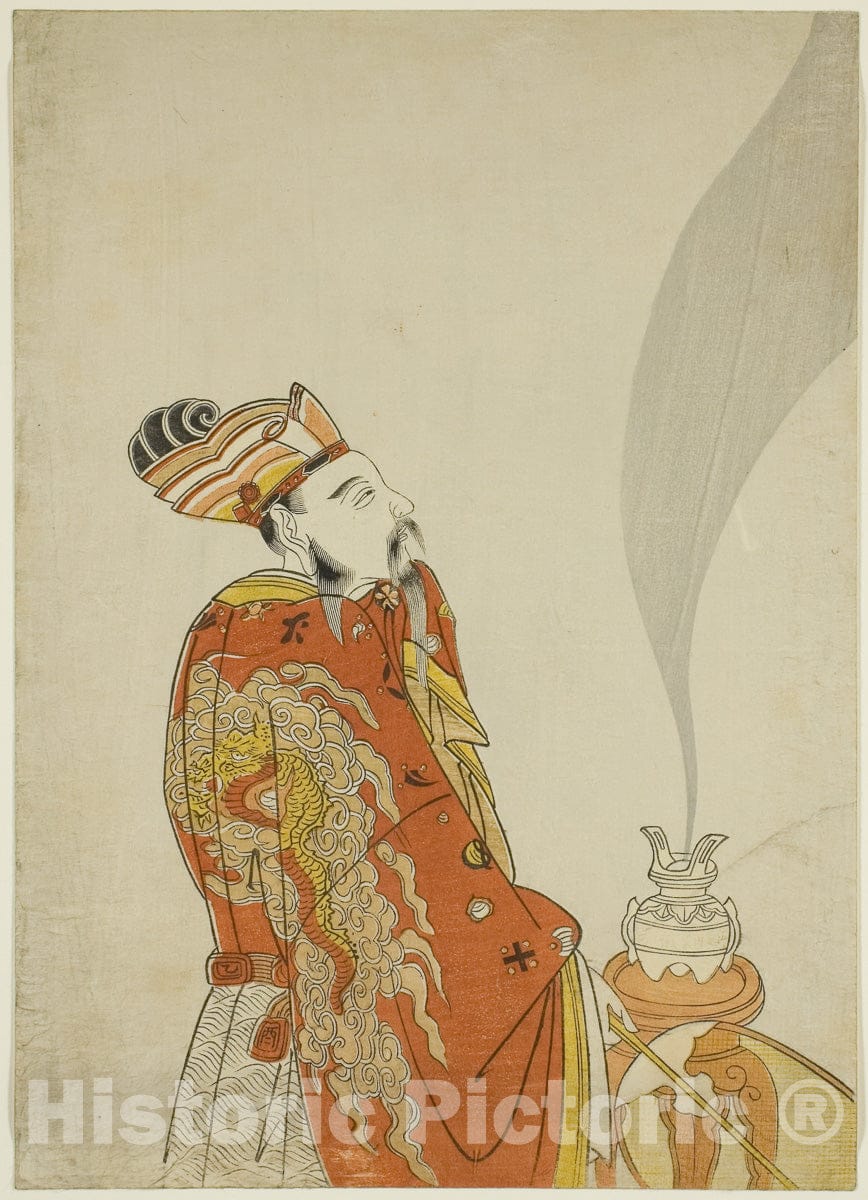 Art Print : Incense That Revives the Image of the Dead - Emperor Wu of the Han Dynasty, Komatsuya Hyakki, 1765, Vintage Wall Decor :