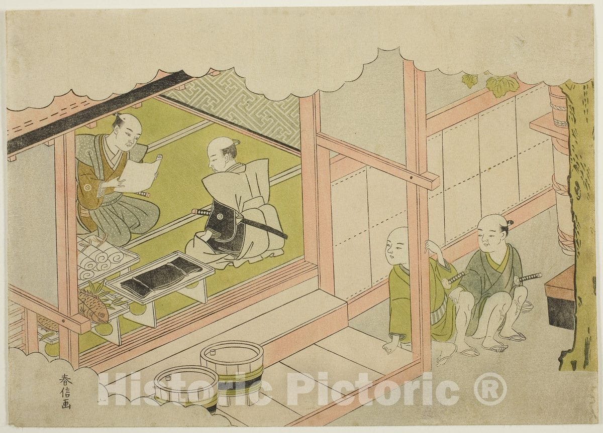 Art Print : Exchange of Gifts , Suzuki Harunobu, c 1767, Vintage Wall Decor :