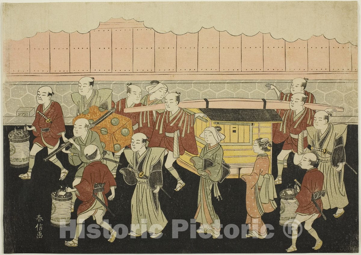 Art Print : Marriage in Brocade Prints, the Carriage of the Virtuous Woman (Konrei nishiki misao-guruma), Suzuki Harunobu, c 1767, Vintage Wall Decor :
