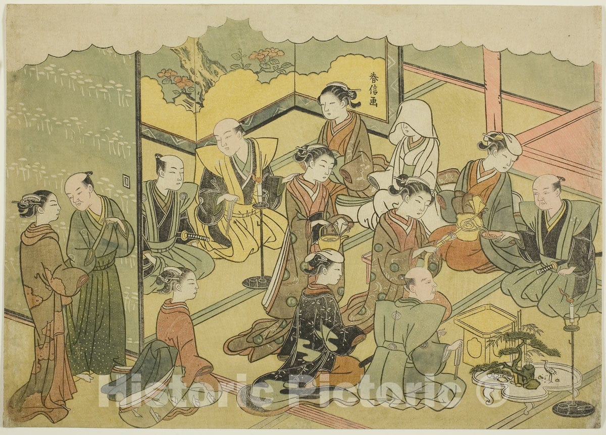 Art Print : The Ceremonial Sake , Suzuki Harunobu, c 1767, Vintage Wall Decor :