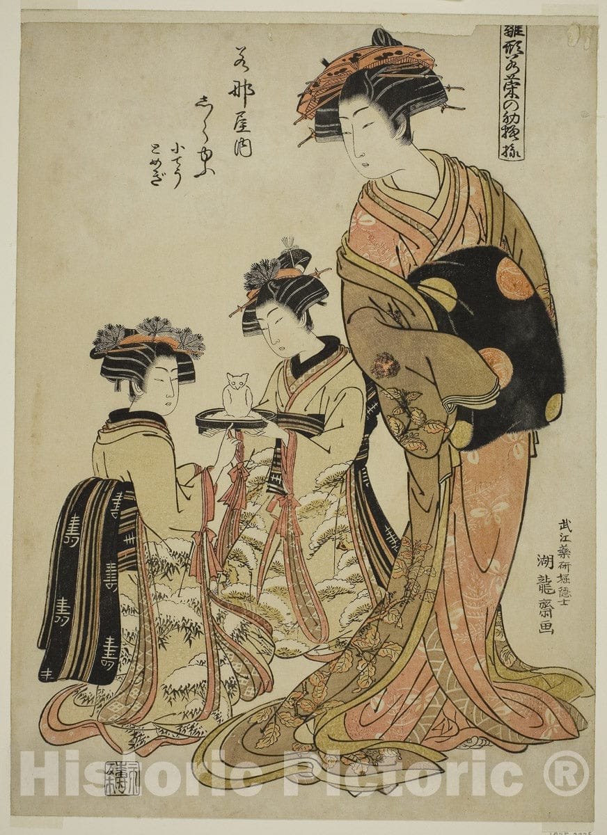 Art Print : Shirayu of the Wakanaya, Isoda Koryusai, c 1779, Vintage Wall Decor :